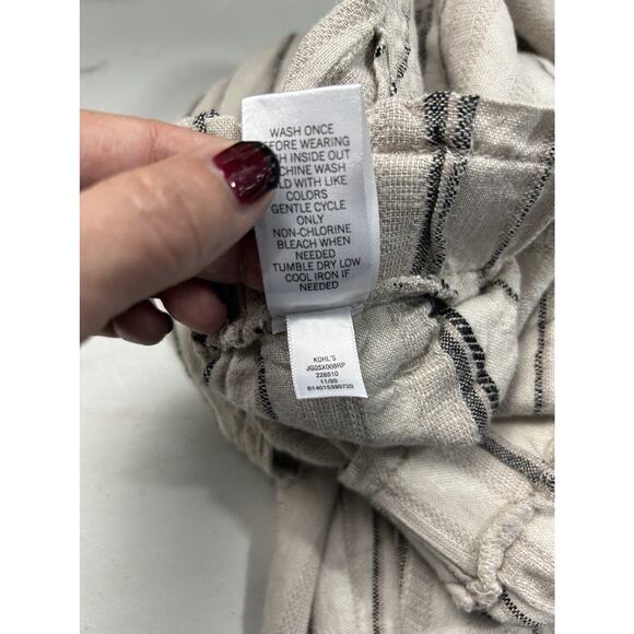 SO Womens Size M Striped Linen & Rayon Wide Leg Elastic Waist Beach Pants Boho - Picture 14 of 15